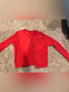 Brandy Melville Red Cable-Knit Cardigan Sweater